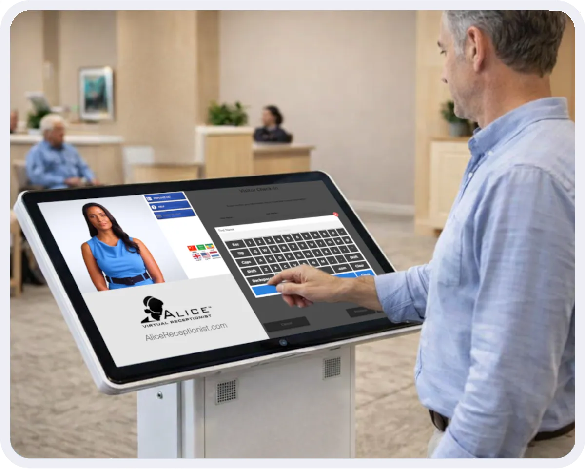 Patient uses a healthcare visitor management system to check-in.