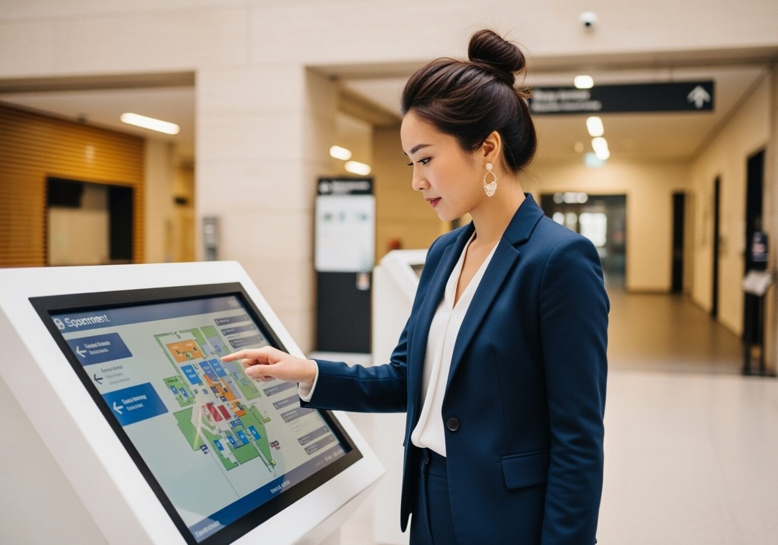 Transforming Government Buildings - GovLobby WomanAtKiosk4 1536x1076 