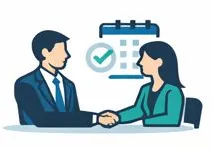 Client and attorney shaking hands.