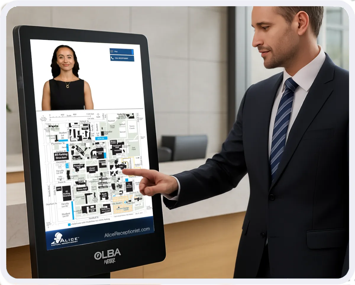 Man looks at campus map.