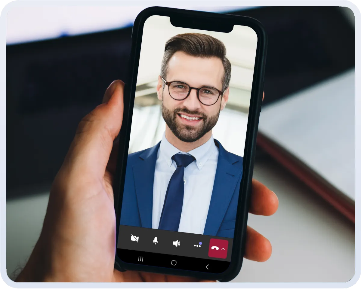 Teams notification prompts host to answer a visitor call.