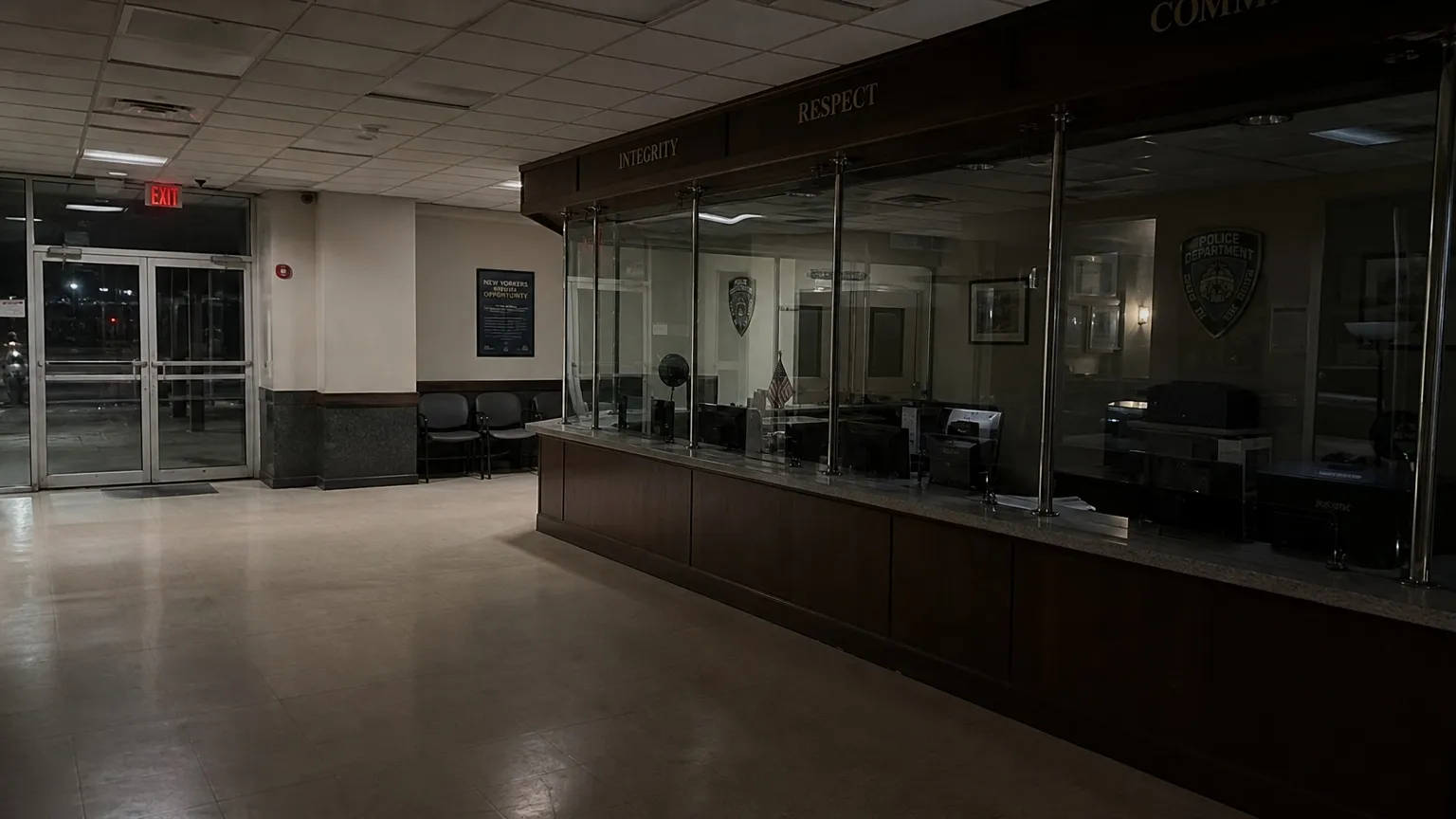 Empty police station after hours.